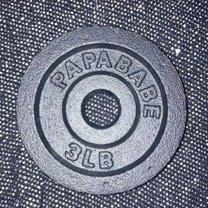 Single 1” Weight Plate | Three 3 Pounds Lbs. | PAPABABE